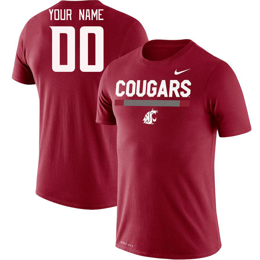 Custom Washington State Cougars Name And Number College Tshirt-Crimson